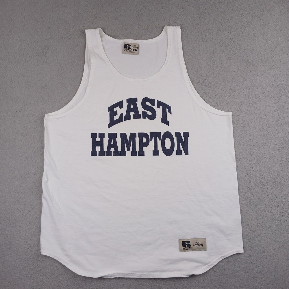 Russell Athletic Tank Top Mens L White East Hampton Pro Cotton Sleeveless 4329